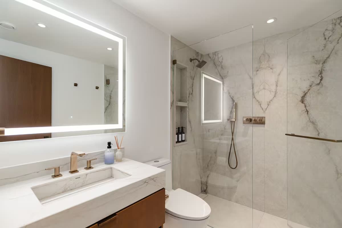 Marble walk-in shower